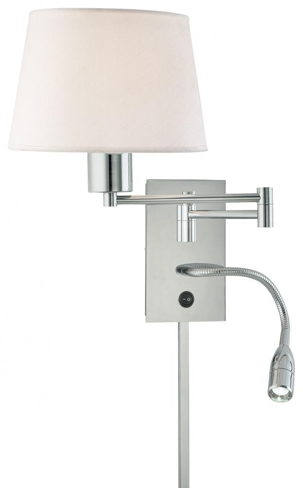1 Light Swing Arm Wall Lamp W/ LED Reading Lamp