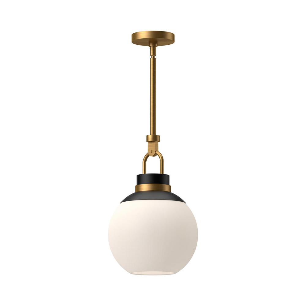 Copperfield 12-in Aged Gold/Opal Matte Glass 1 Light Pendant
