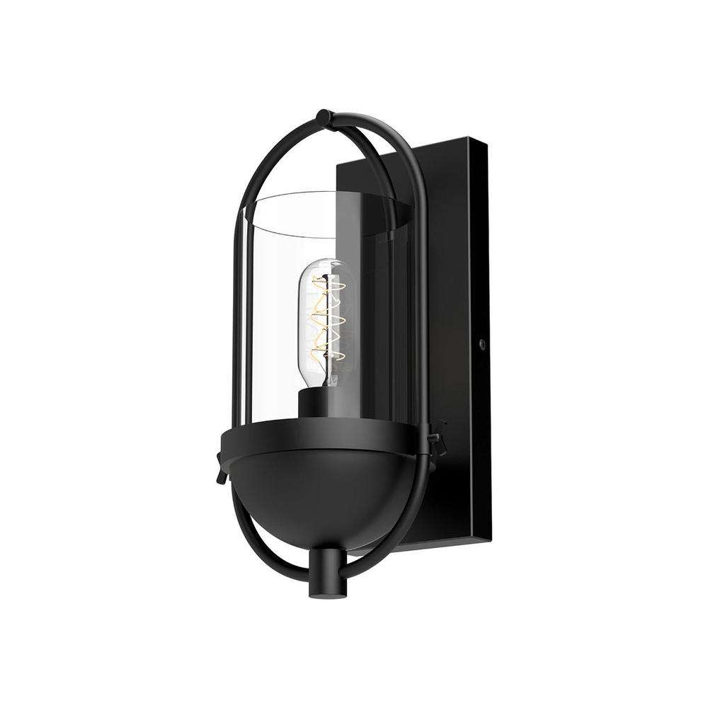 Cyrus 7-in Clear Glass/Matte Black 1 Light Wall/Vanity