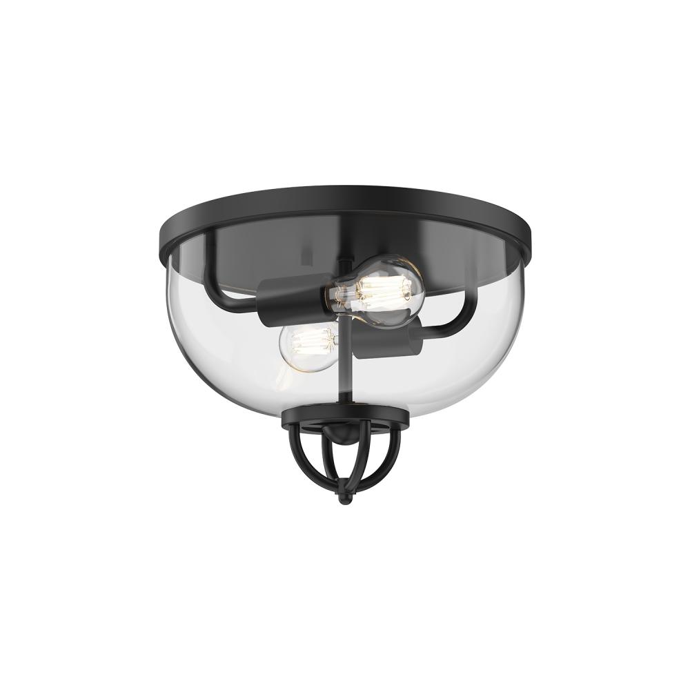 Lancaster 13-in Matte Black 2 Lights Flush Mount