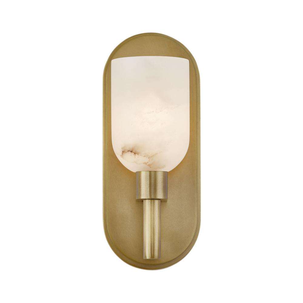 Lucian 9-in Vintage Brass/Alabaster 1 Light Wall/Vanity