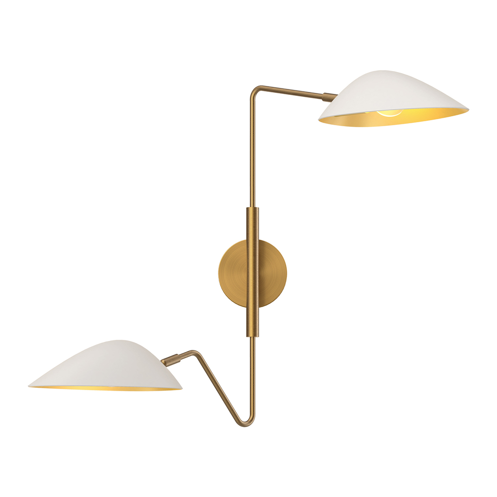 Oscar 6-in Aged Gold/White 2 Lights Wall/Vanity