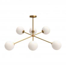 Alora Lighting CH549640AGOP - Cassia 40-in Aged Gold/Opal Matte Glass 6 Lights Chandeliers
