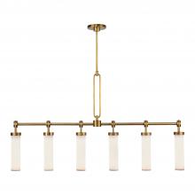 Alora Lighting LP355652VBGO - Wynwood 52-in Vintage Brass/Glossy Opal 6 Lights Linear Pendant