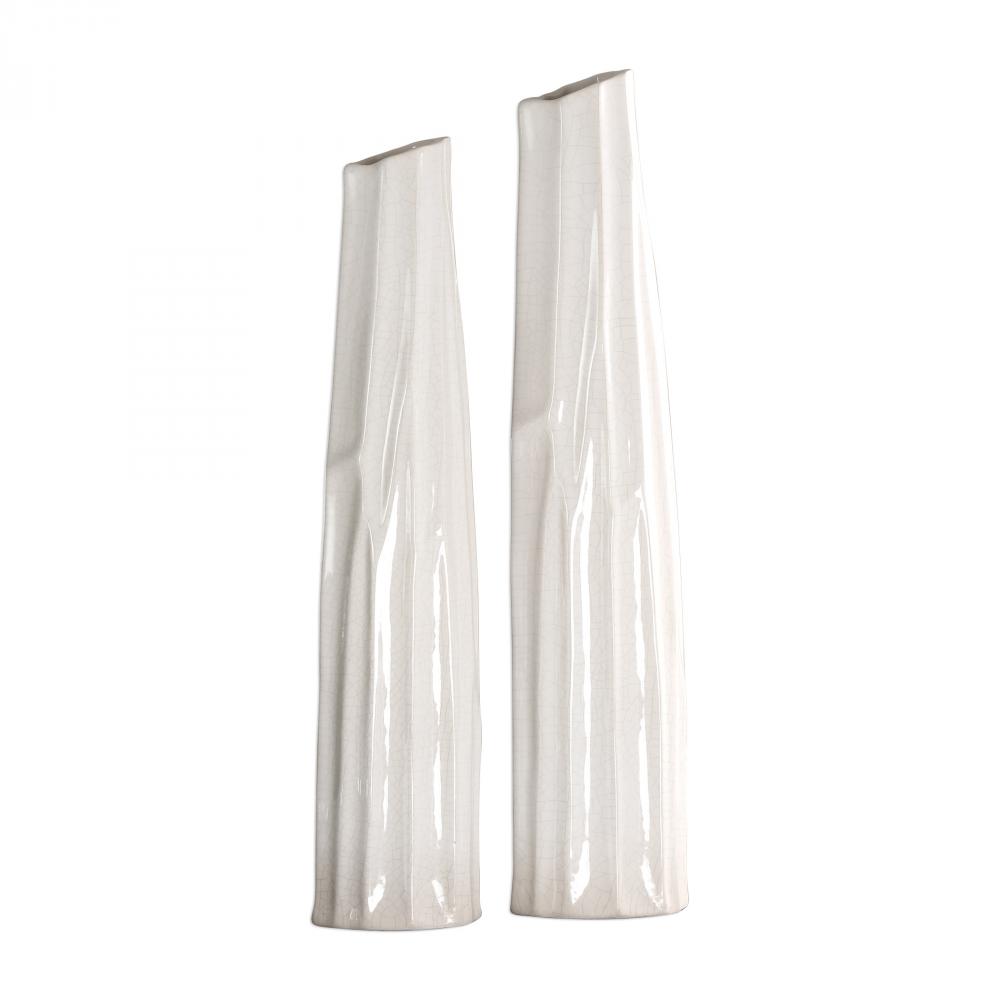 Uttermost Kenley Crackled White Vases Set/2