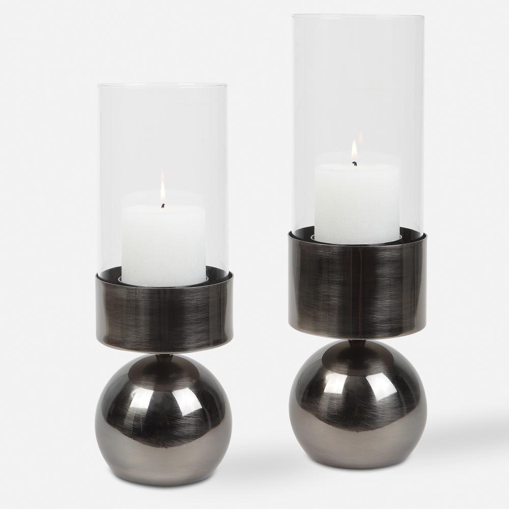 Uttermost Tilston Gunmetal Candleholders, Set/2