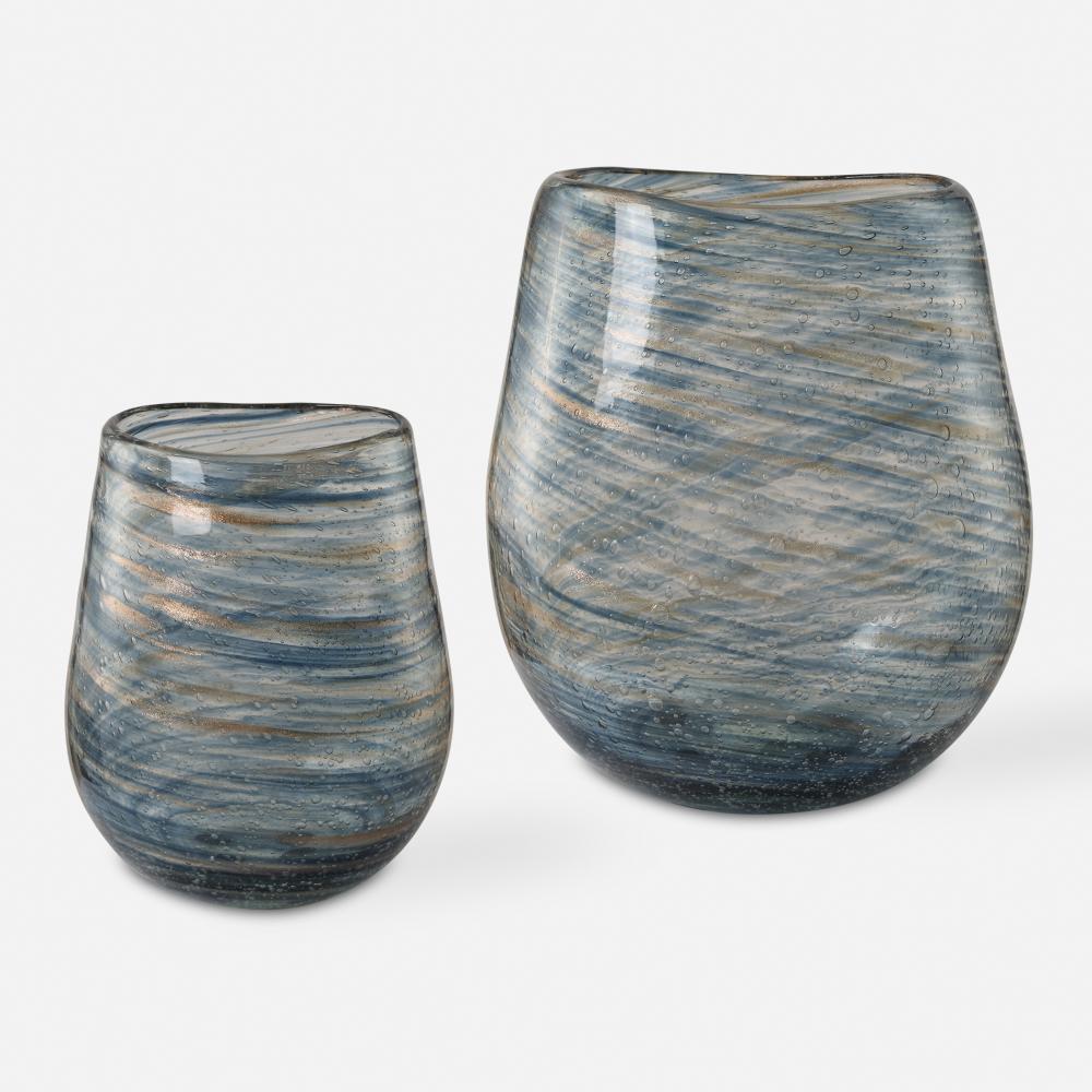 Aurora Swirl Glass Vases, S/2