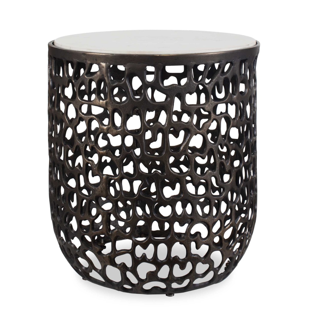 Uttermost Sabena White Marble Outdoor Side Table
