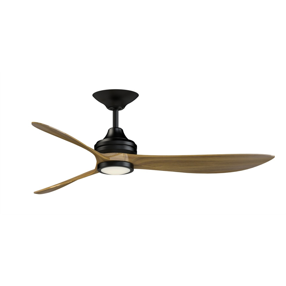 Aviara 60 inch Indoor/Outdoor Ceiling Fan with LED CCT Select Light Kit - Black with Koa blades