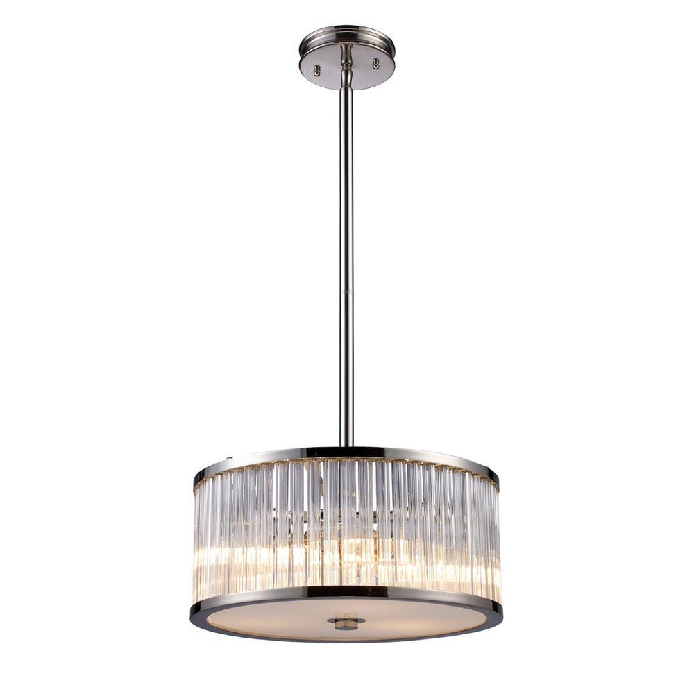 Braxton 3-Light Chandelier in Polished Nickel with Ribbed Glass