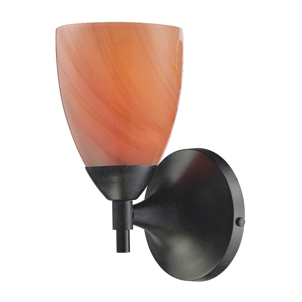 Celina 1-Light Wall Lamp in Dark Rust with Sandy Swirled Glass