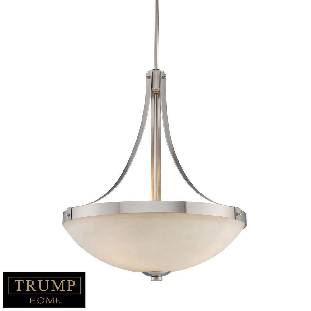 3-Light Pendant in Brushed Nickel with White Glass