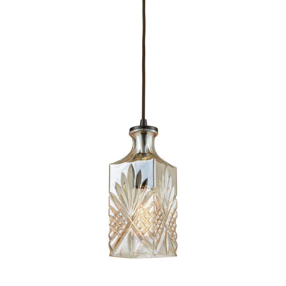 Giovanna 1-Light Pendant in Oil Rubbed Bronze with Champagne Plated Decanter Glass