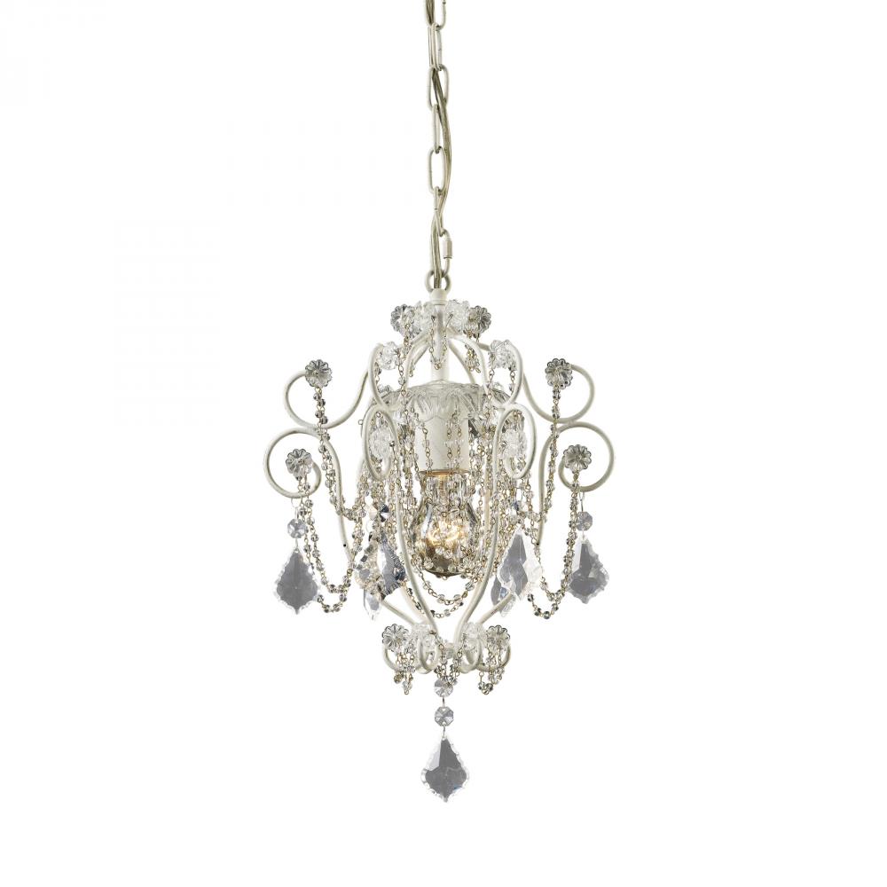 Elise 1 Light Chandelier In Antique White And Cl