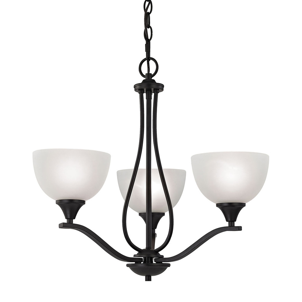 Thomas - Bristol Lane 3-Light Chandelier in Oil Rubbed Bronze with White Glass