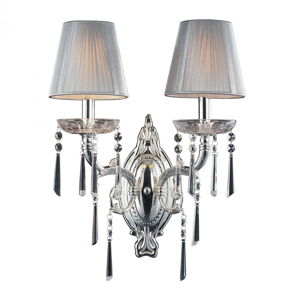 Princess 2 Light Wall Sconce In Polished Silver