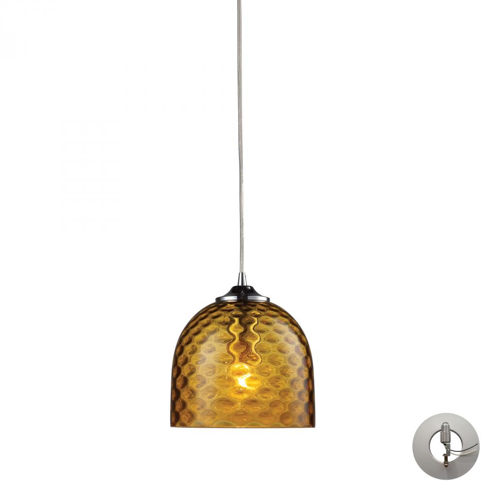 Viva 1 Light Pendant In Polished Chrome And Ambe