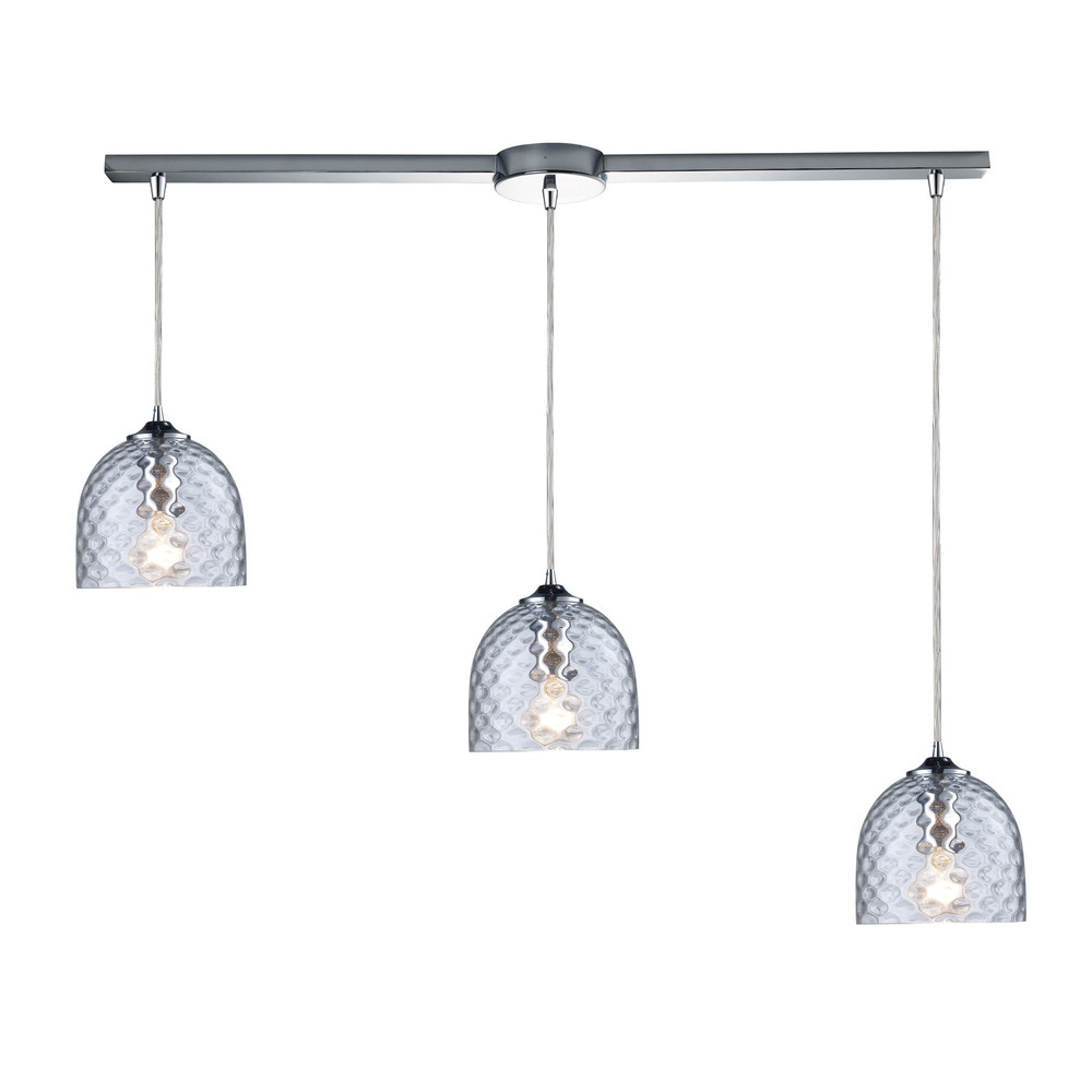 Viva 3-Light Linear Pendant Fixture in Polished Chrome with Clear Glass