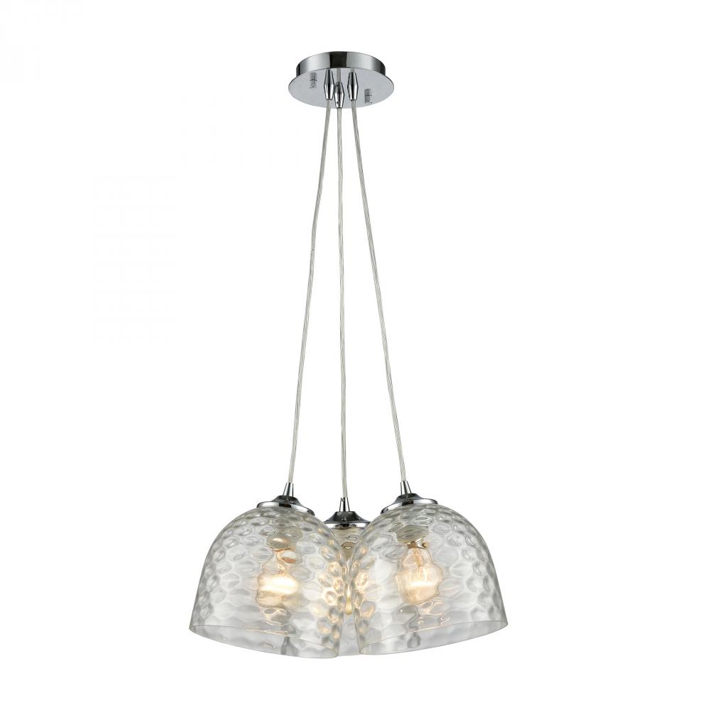 Viva 3-Light Nesting Mini Pendant Fixture in Polished Chrome with Clear Glass