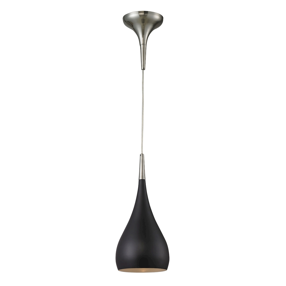 Lindsey 1-Light Mini Pendant in Satin Nickel with Oiled Bronze Shade