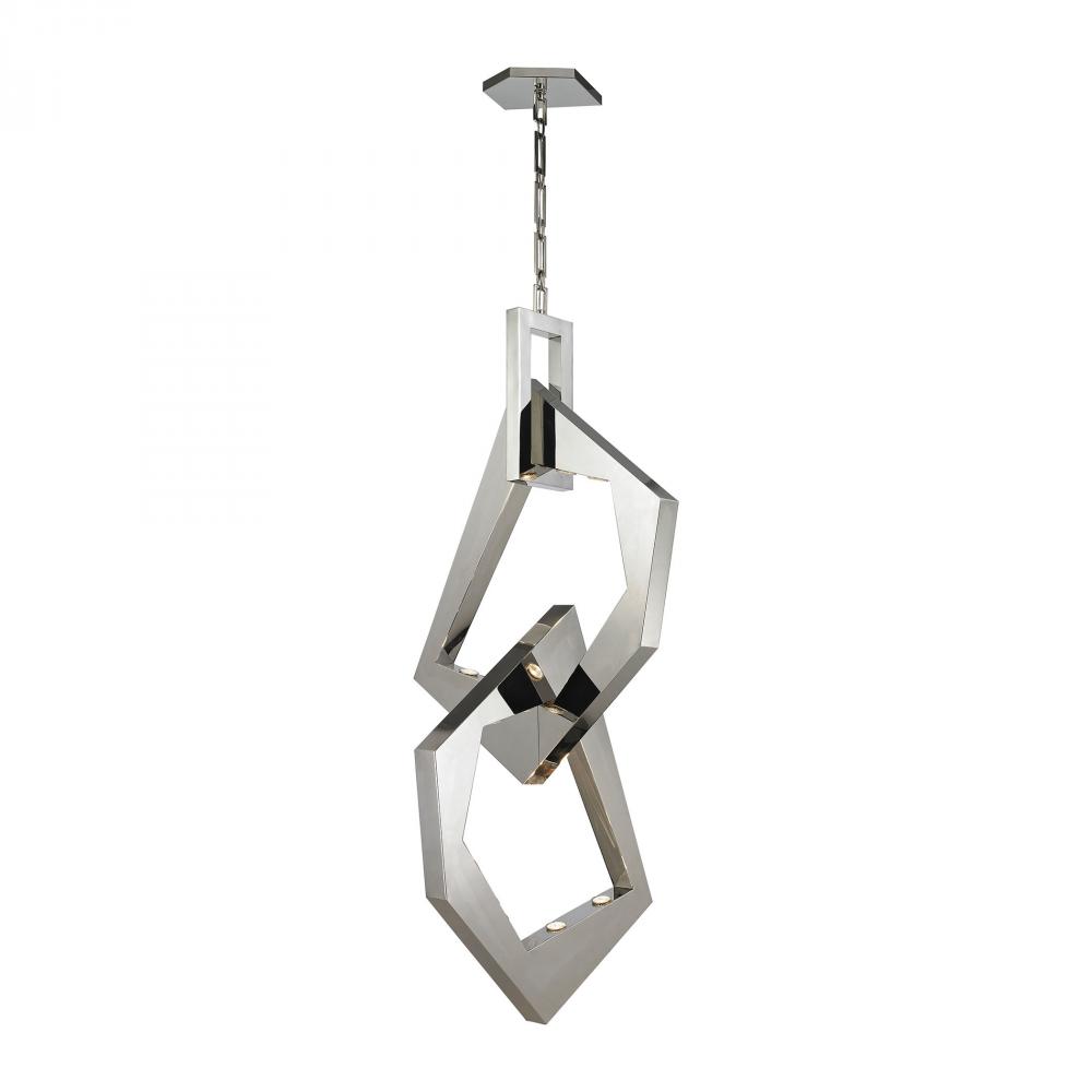 Links 12-Light Chandelier in Polished Nickel and Polished Stainless Steel