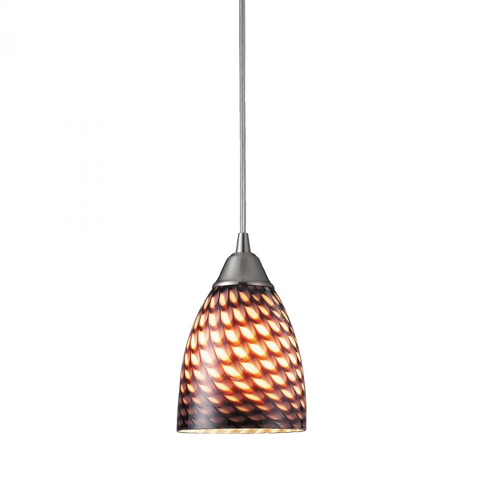 Arco Baleno 5'' Wide 1-Light Pendant - Satin Nickel with Cocoa Glass
