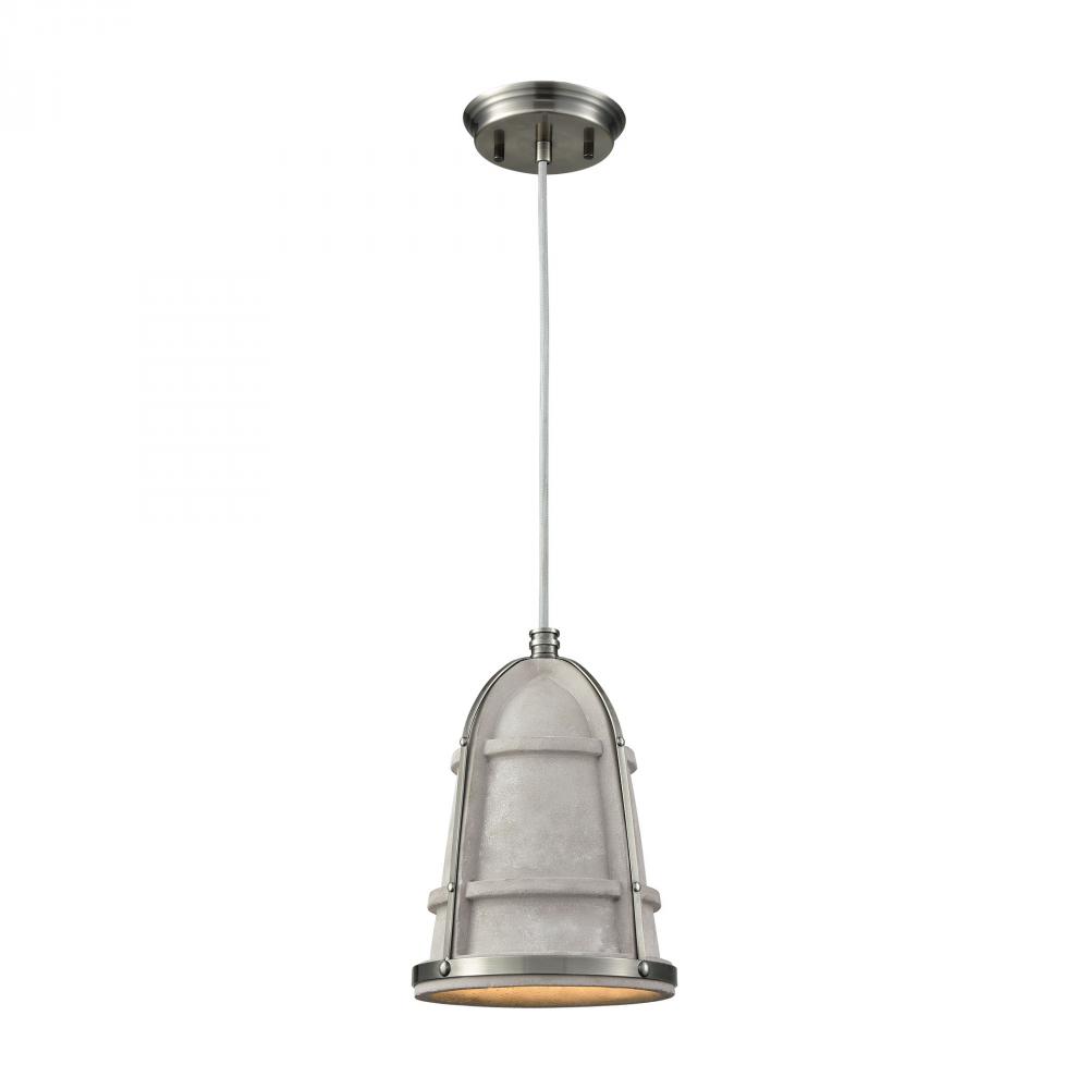 Urban Form 1 Light Concrete Pendant with Black Nickel Accents