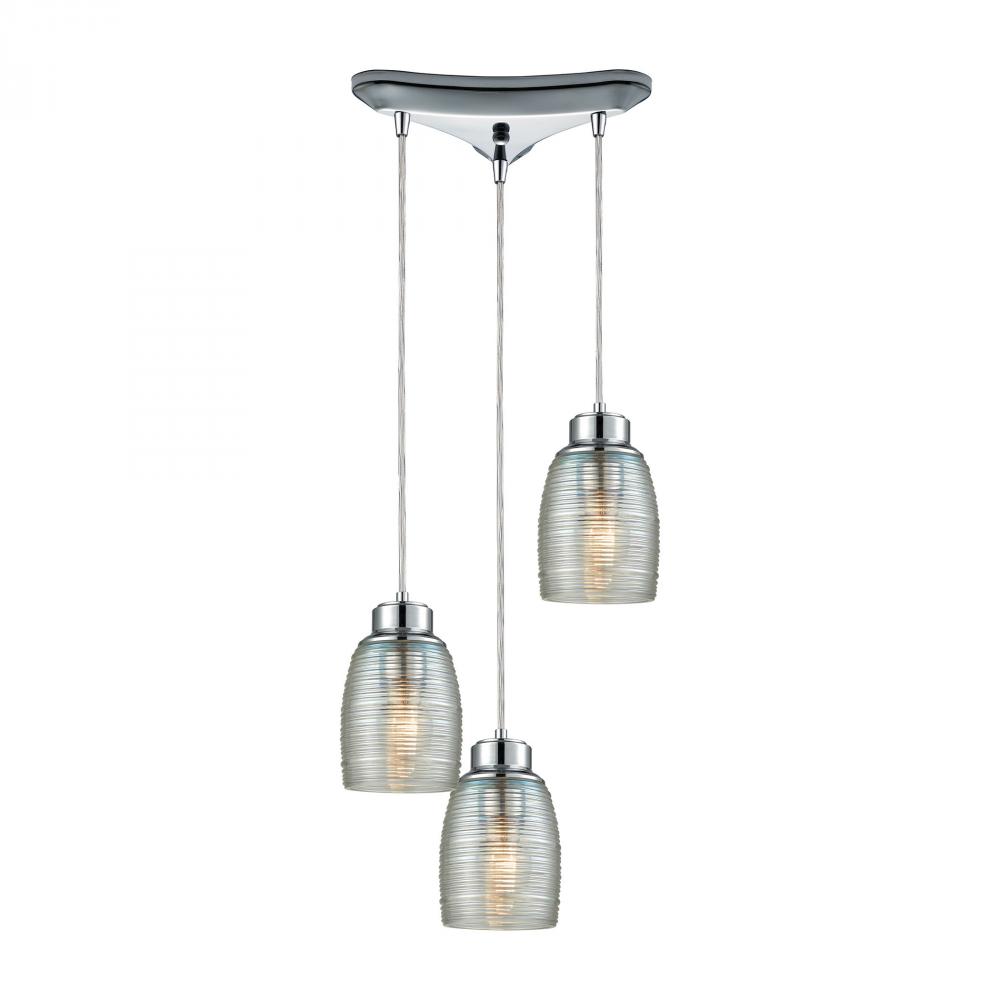 Muncie 3 Light Triangle Pan Pendant In Polished