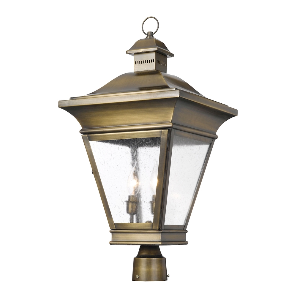 Artistic Lighting Outdoor Post Light in Oil Rubbed Brass with Seeded Glass