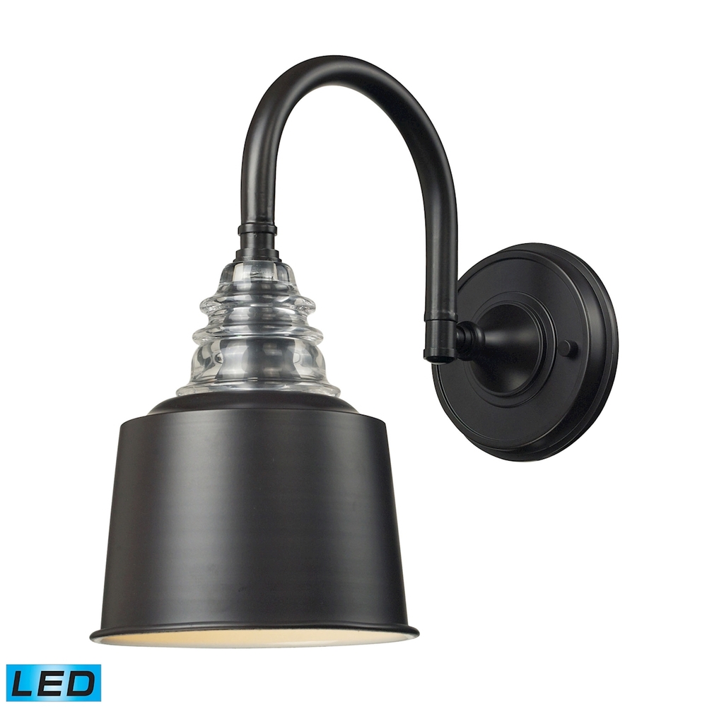 Insulator Glass 1-Light Wall Lamp in Oiled Bronze - Includes LED Bulb