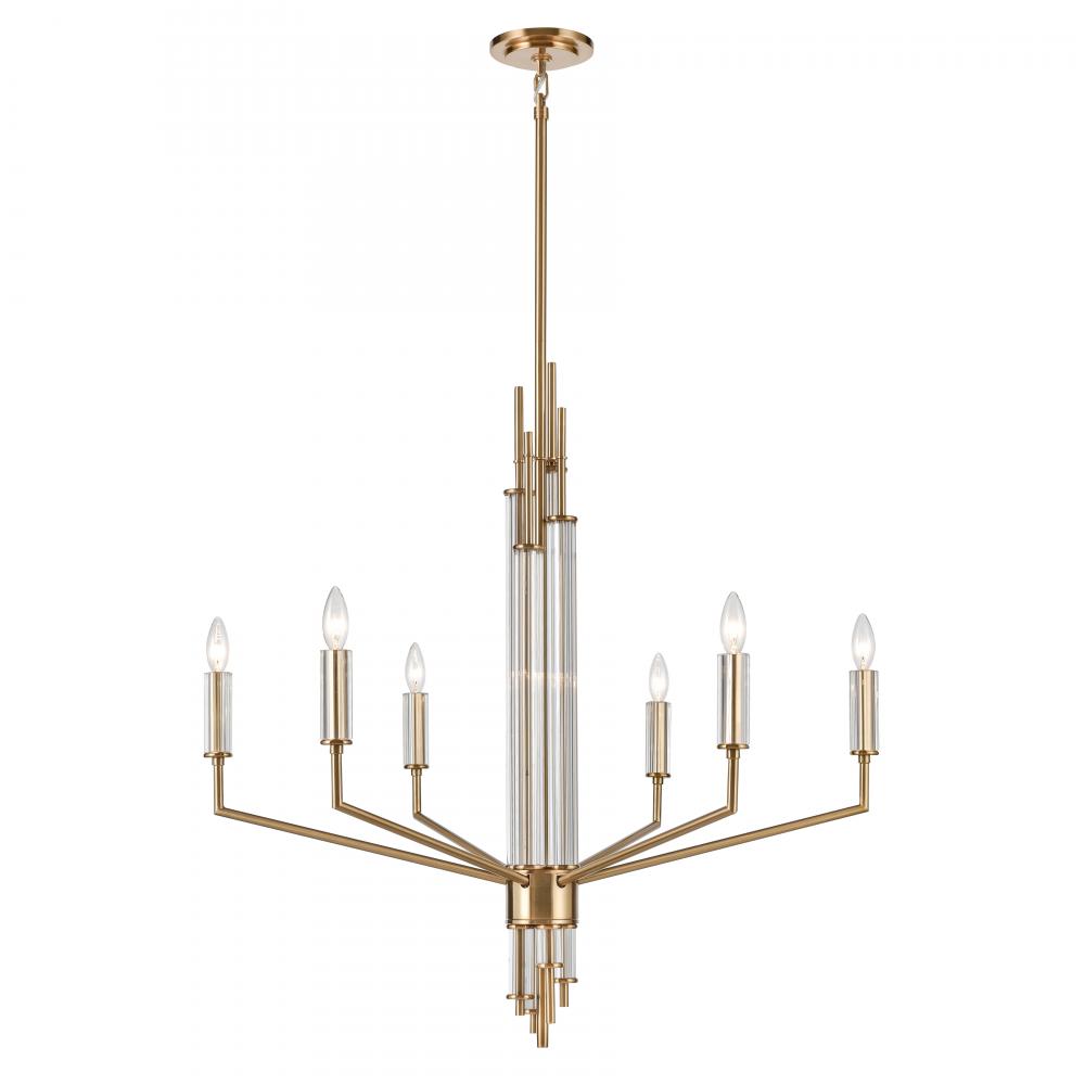 Serena 34'' Wide 6-Light Chandelier - Satin Brass