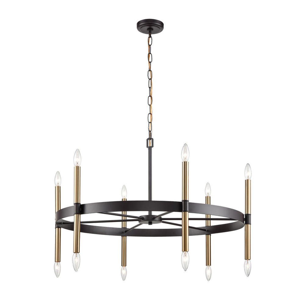 Thomas - Notre Dame 12-Light Chandelier in Oil Rubbed Bronze, Gold