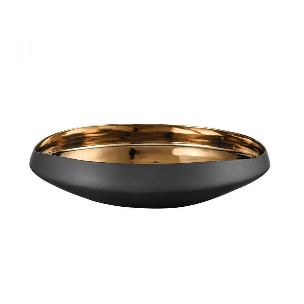 Greer Bowl - Low Black and Gold Glazed (2 pack)