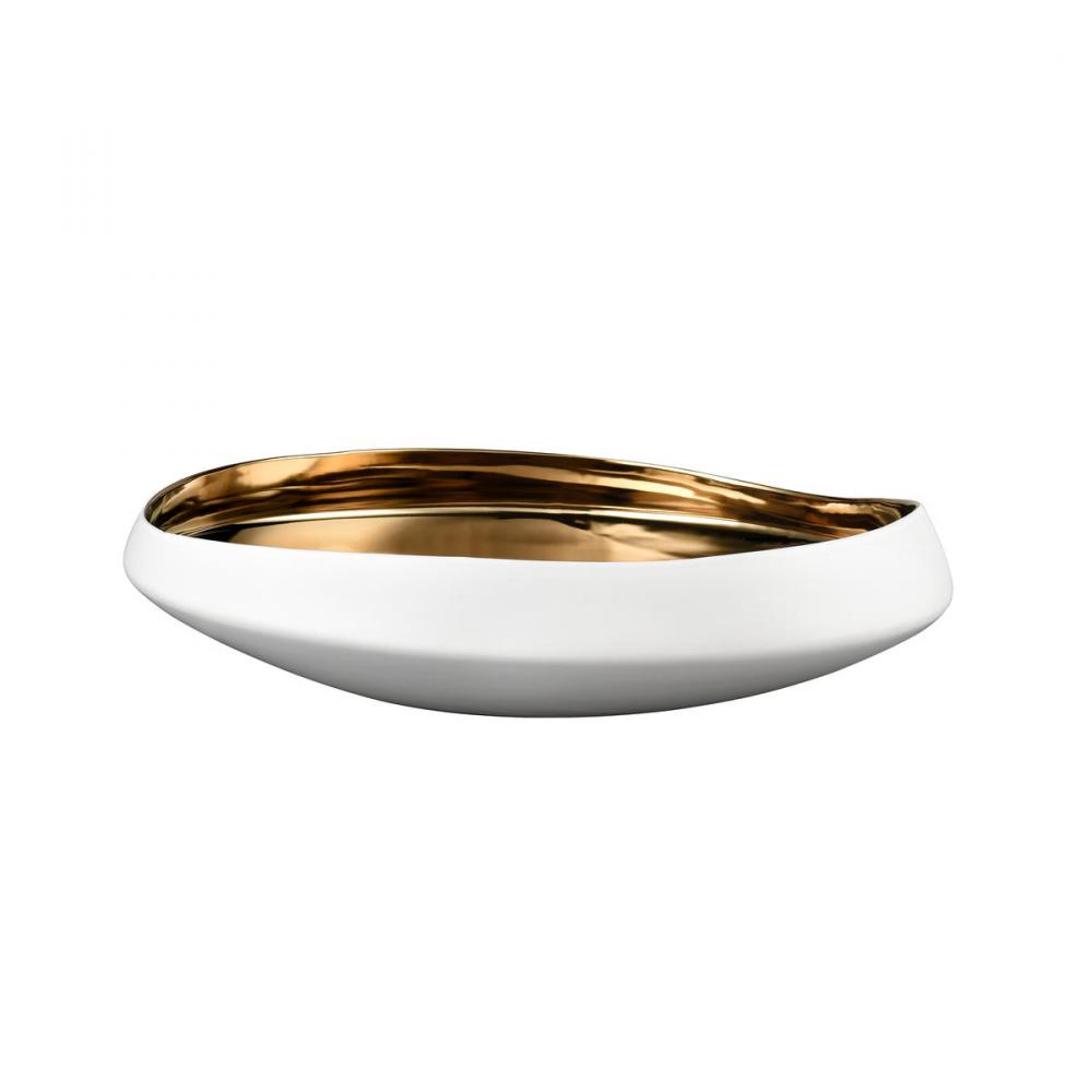 Greer Bowl - Low White and Gold Glazed (2 pack)