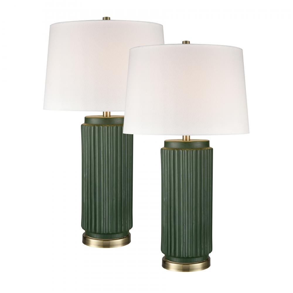 Knox 30'' High 1-Light Table Lamp - Set of 2 Dark Green