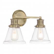 ELK Home 2402-AN-CL - Alden 16.25'' Wide 2-Light Vanity Light- Antique Brass, Clear