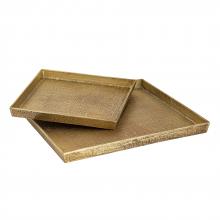 ELK Home H0807-10664/S2 - Square Linen Texture Tray - Set of 2 Brass